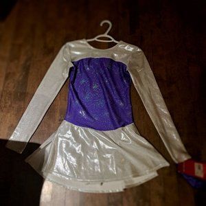 Mondor purple white adult medium NEW competition show figure skating dress